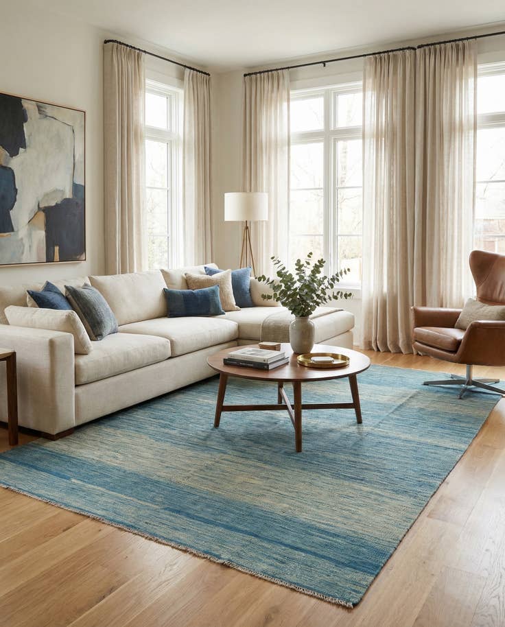 Detail image of 6' 7 x 9' 10 Hand Woven Kilim Modern Wool Rug