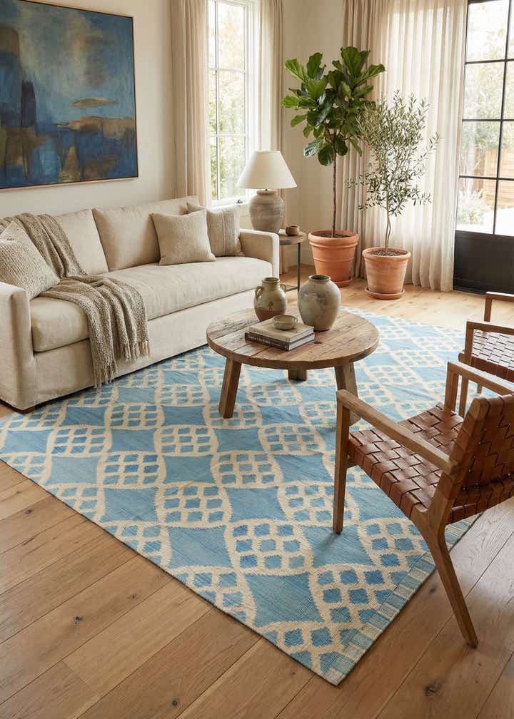 7' 1 x 9' 8 Hand Woven Kilim Modern Wool Rug