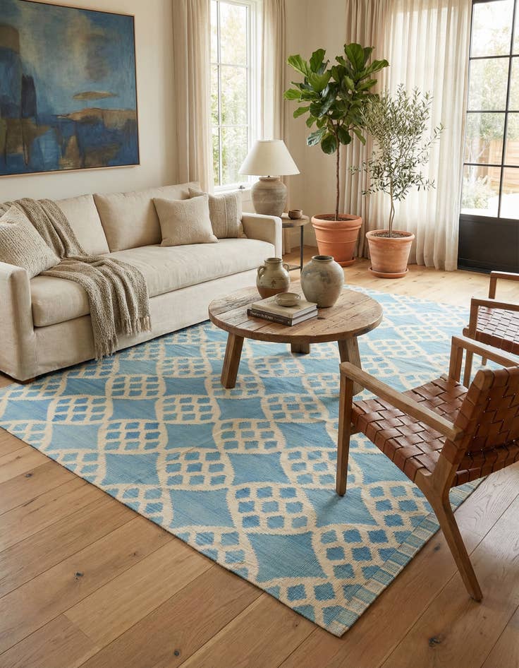 Detail image of 7' 1 x 9' 8  Hand Woven Kilim Modern Wool Rug