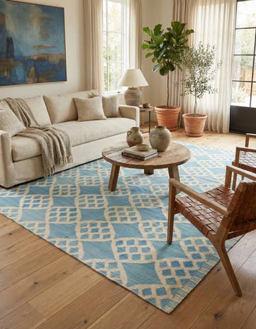 7' 1 x 9' 8 Hand Woven Kilim Modern Wool Rug