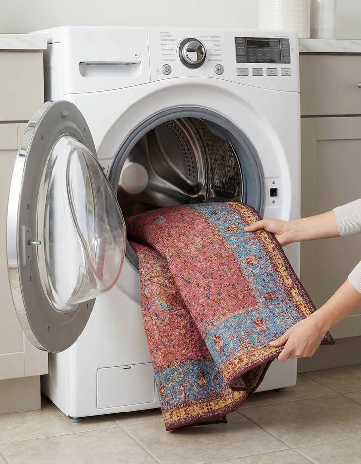 Detail image of  2' 7 x 12'  Washable Traditional Indoor / Outdoor Runner Rug