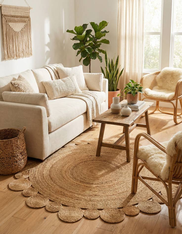 Detail image of 7' 10 x 7' 10  Hand Braided Jute Round Rug