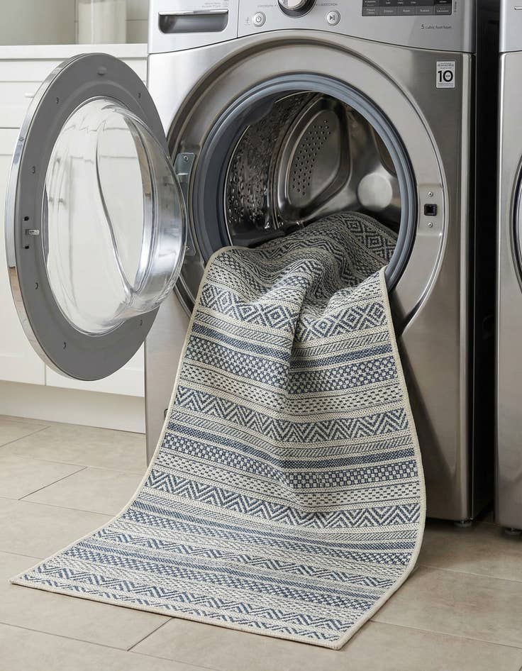 Detail image of 2' x 8'  Washable Striped Indoor / Outdoor Runner Rug