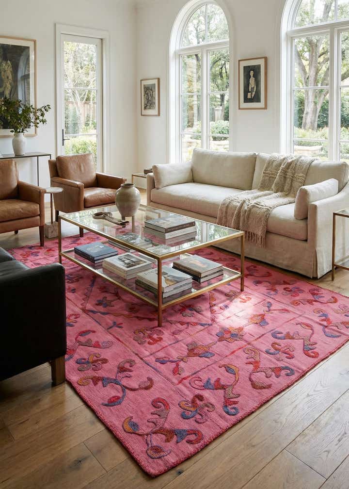 5' 6 x 7' 7 Hand Woven Kilim Suzani Wool Rug