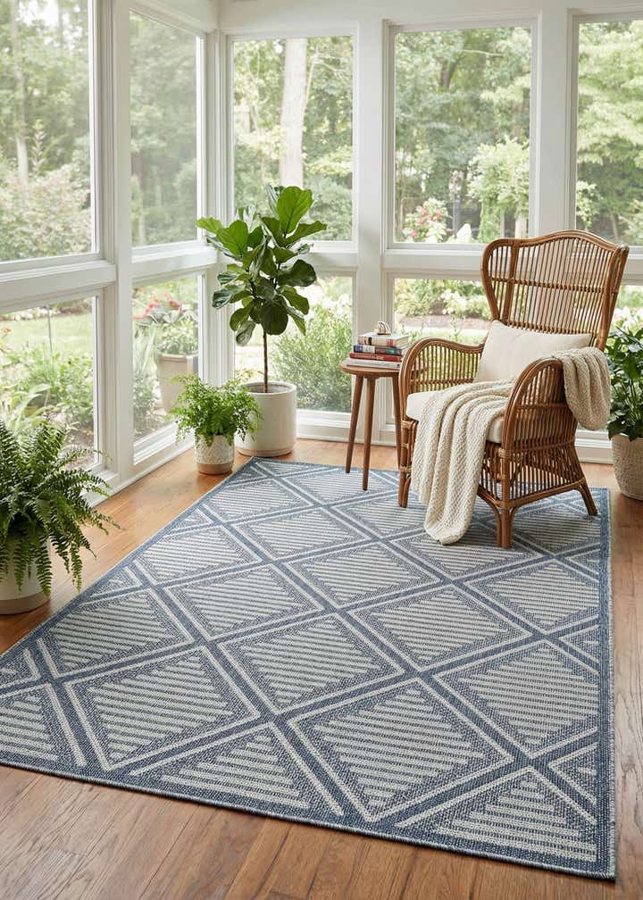 6' 1 x 9' Easy-Clean Trellis Indoor / Outdoor Rug