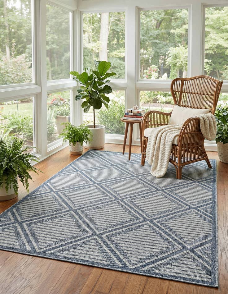 Detail image of 6' 1 x 9' Easy-Clean Trellis Indoor / Outdoor Rug