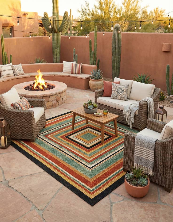 Detail image of 10' x 10'  Washable Modern Indoor / Outdoor Square Rug