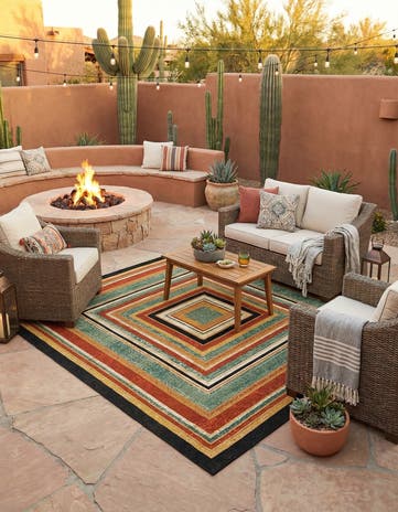 Easy-Clean Modern Indoor / Outdoor Square Rug
