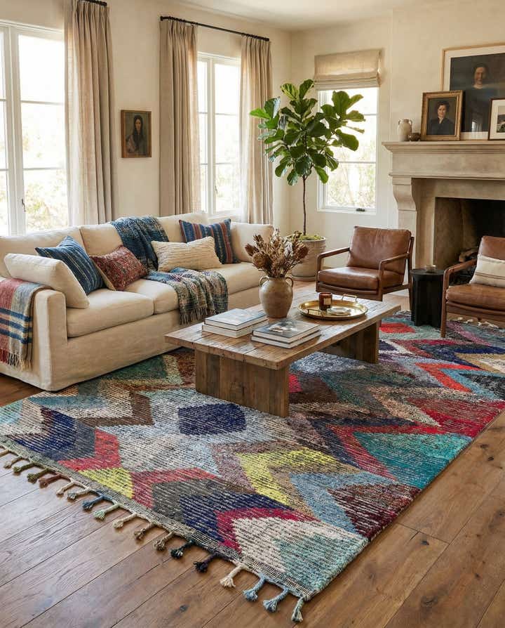 8' 1 x 10' 6 Hand Knotted Moroccan Wool Rug