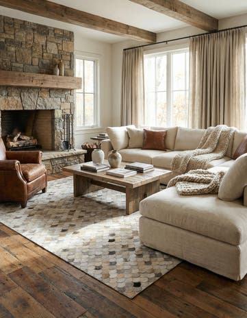 5' 1 x 8' Cowhide Leather Rug
