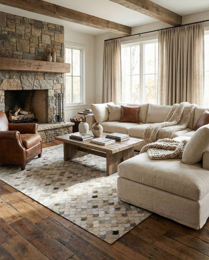 5' 1 x 8' Cowhide Leather Rug