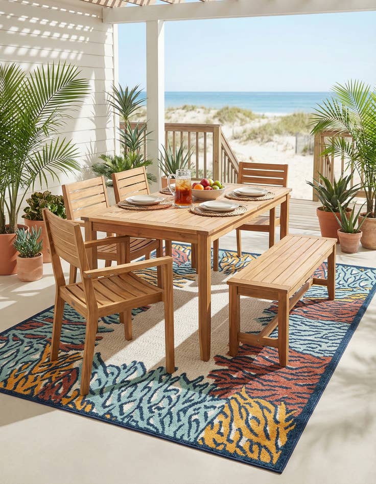 Detail image of 5' 3 x 8'  Washable Belize Indoor / Outdoor Rug