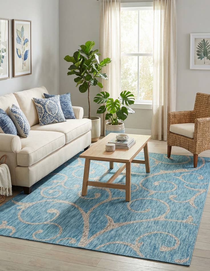 Detail image of 7' x 10' Easy-Clean Botanical Indoor / Outdoor Rug