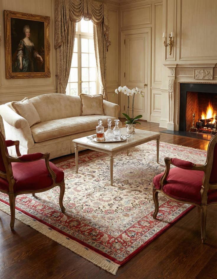 Detail image of 4' 4 x 6' 7 Ghom Silk Rug