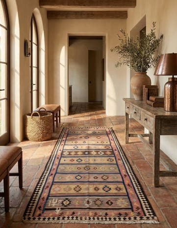 4' 7 x 9' 9 Hand Woven Kilim Fars Wool Runner Rug