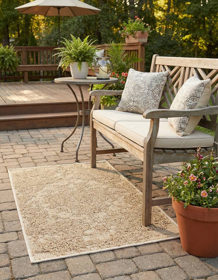 Detail image of 2' x 3' 1  Washable Traditional Indoor / Outdoor Rug