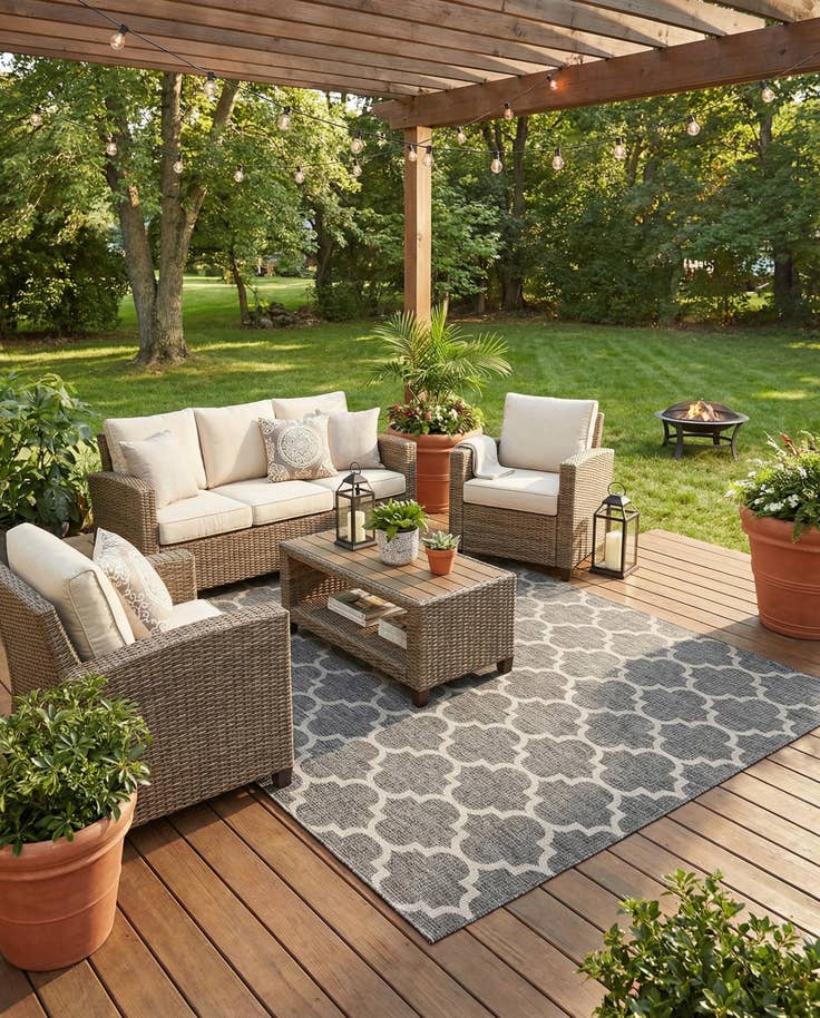 Detail image of 9' x 12' Easy-Clean Lattice Indoor / Outdoor Rug