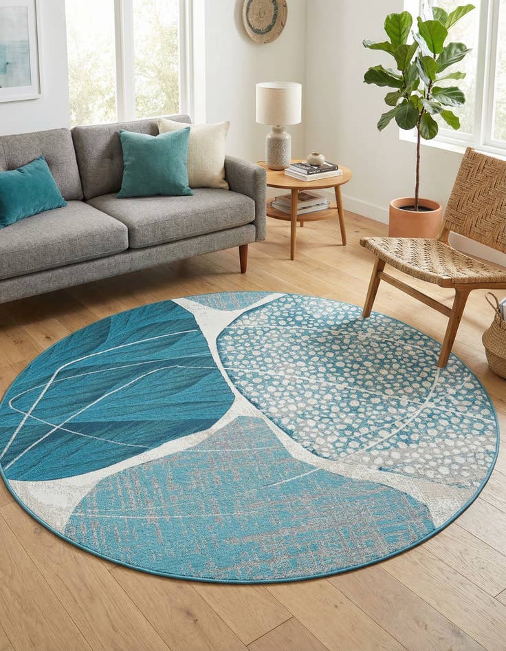 Detail image of 5' 3 x 5' 3 Easy-Clean Modern Indoor / Outdoor Round Rug