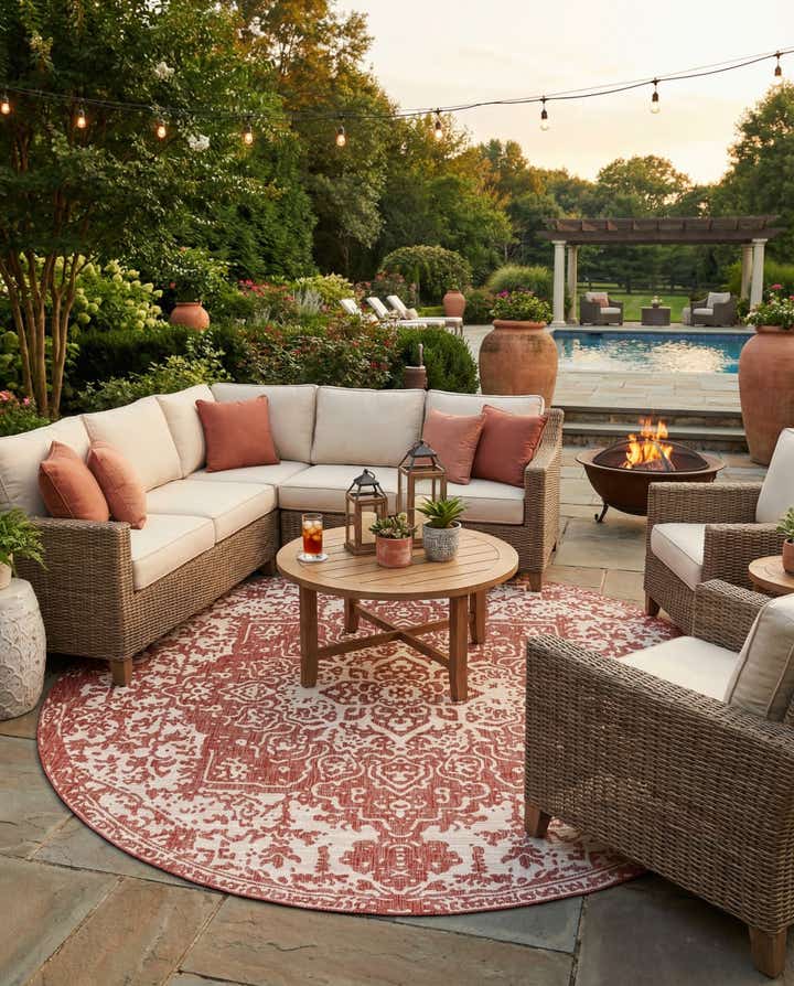 10' 8 x 10' 8 Easy-Clean Jill Zarin Dubai Indoor / Outdoor Round Rug