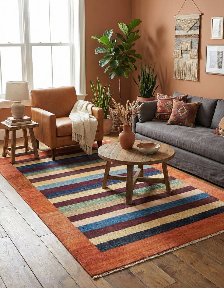 Detail image of 5' 4 x 8'  Hand Knotted Kashkuli Gabbeh Wool Rug