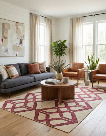 5' 1 x 6' 9 Hand Woven Kilim Modern Wool Rug