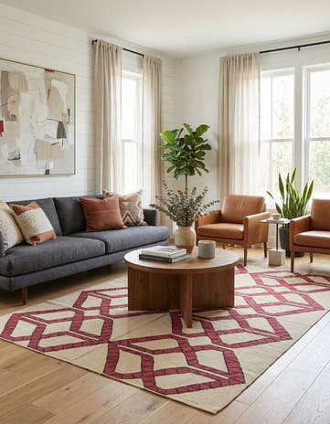 5' 1 x 6' 9 Hand Woven Kilim Modern Wool Rug