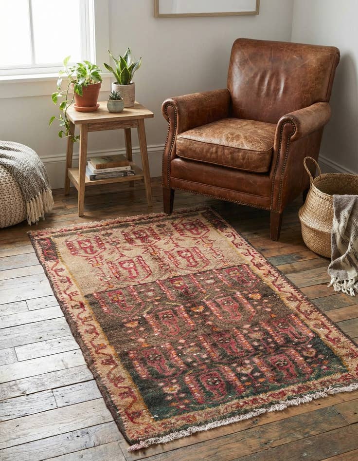 Detail image of  2' 4 x 4' 2  Hand Knotted Ultra Vintage Persian Wool Rug