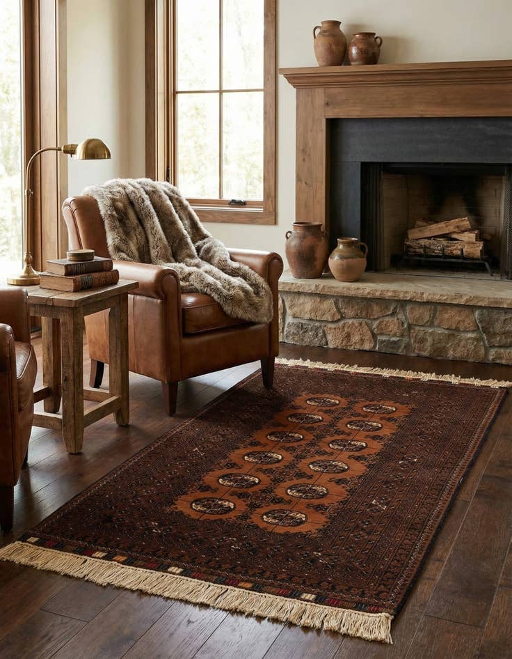 Detail image of  3' 10 x 6'  Hand Knotted Afghan Akhche Wool Rug