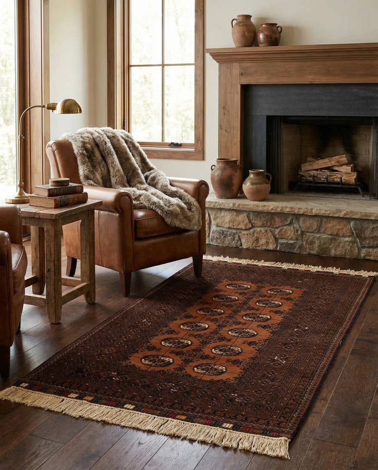 Detail image of 3' 10 x 6' Hand Knotted Afghan Akhche Wool Rug