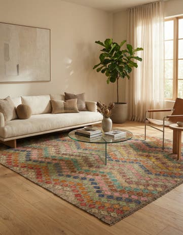 7' x 8' Hand Woven Kilim Modern Wool Square Rug