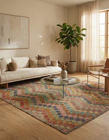 7' x 8' Hand Woven Kilim Modern Wool Square Rug