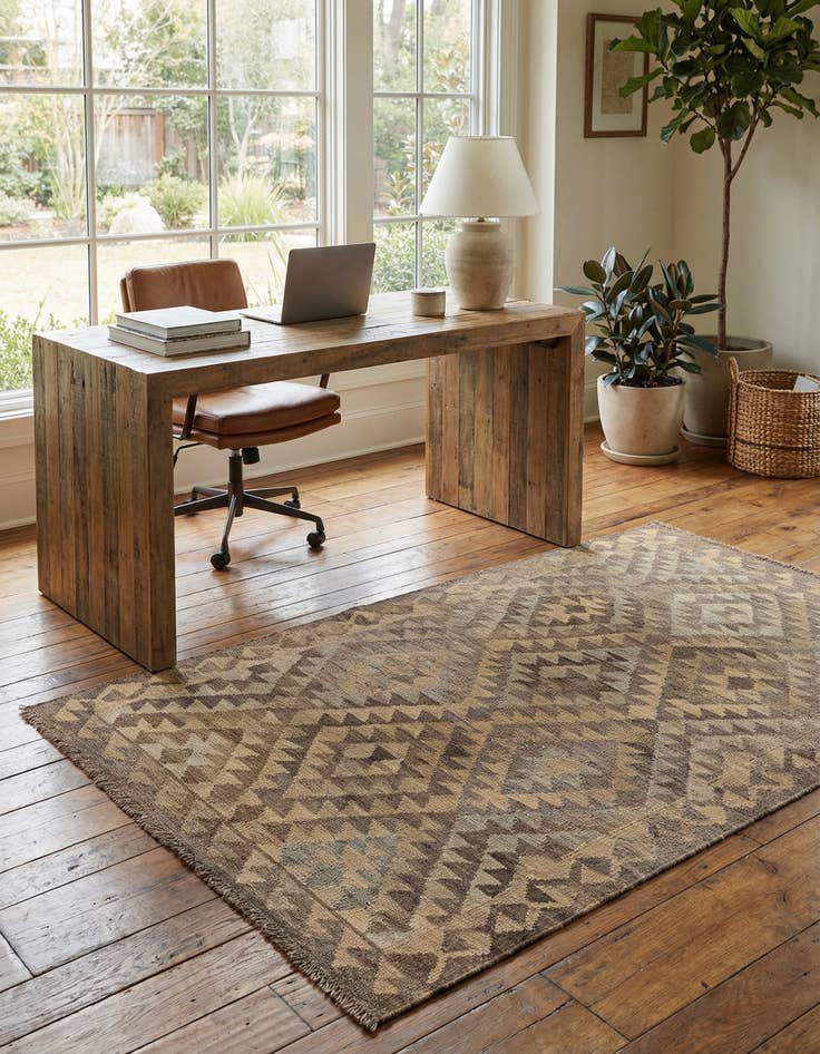 Detail image of 3' 4 x 5' 3  Hand Woven Kilim Maymana Wool Rug