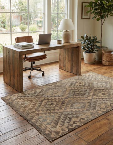 3' 4 x 5' 3 Hand Woven Kilim Maymana Wool Rug