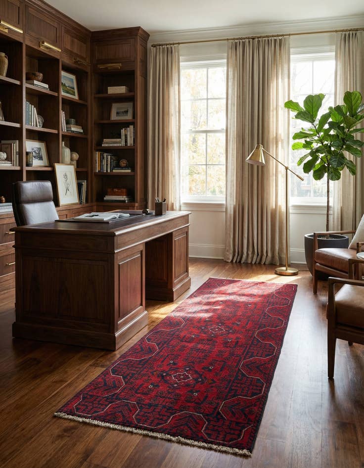 Detail image of  2' 7 x 6' 3  Hand Knotted Khal Mohammadi Wool Runner Rug