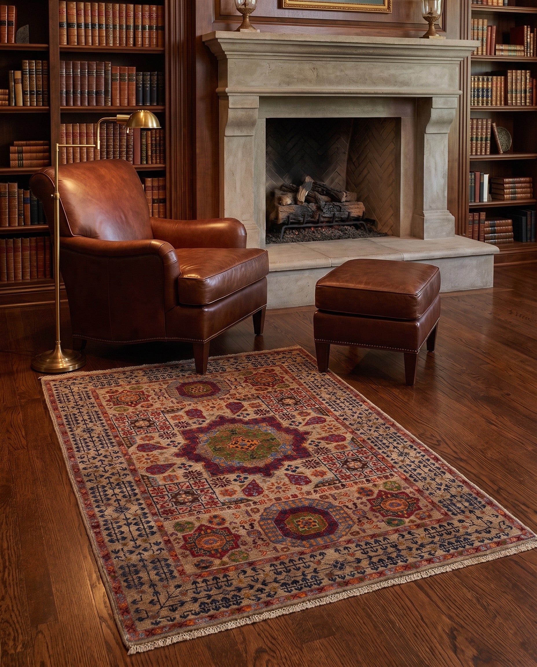 3' 5 x 4' 10 Hand Knotted Mamluk Ziegler Rug