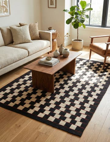4' 5 x 6' Hand Woven Kilim Modern Wool Rug