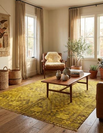 5' 3 x 6' 5 Hand Woven Kilim Fars Wool Rug
