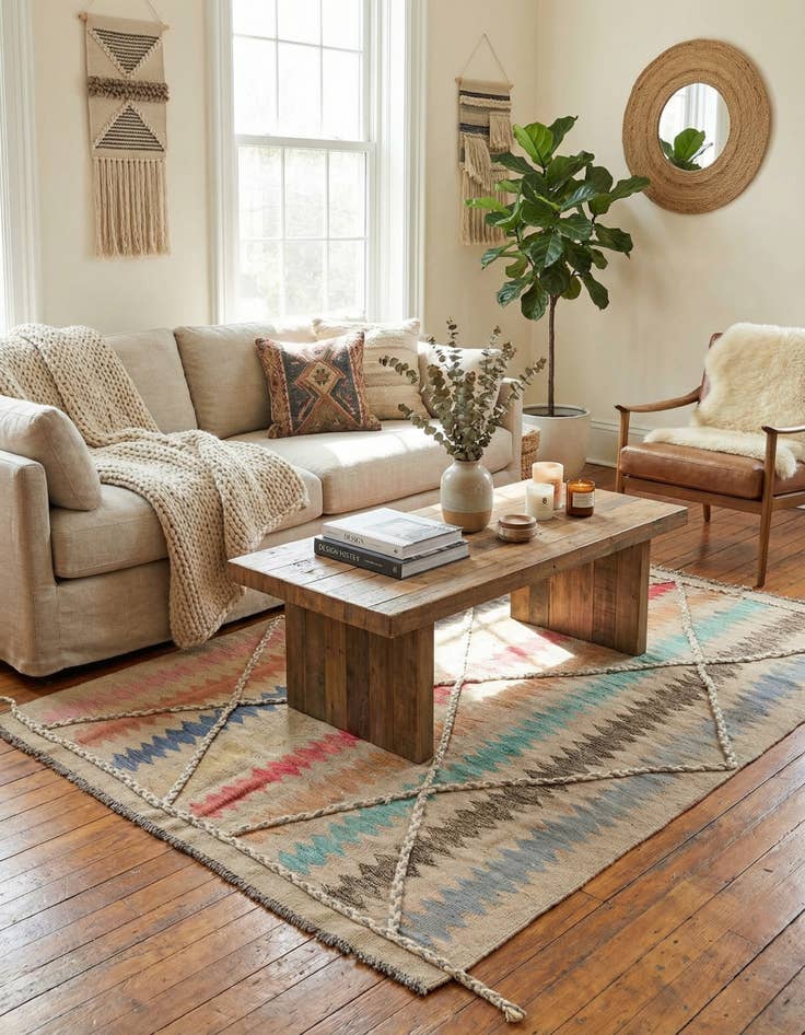 Detail image of 4' 8 x 6' 6  Hand Knotted Moroccan Wool Rug