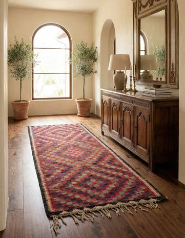 4' 6 x 9' 9 Hand Woven Kilim Fars Wool Runner Rug