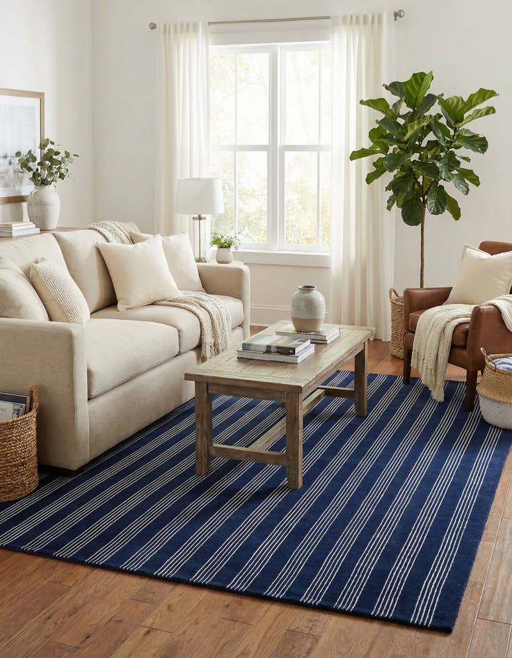 Detail image of 7' 10 x 7' 10 Jill Zarin Striped Wool Square Rug