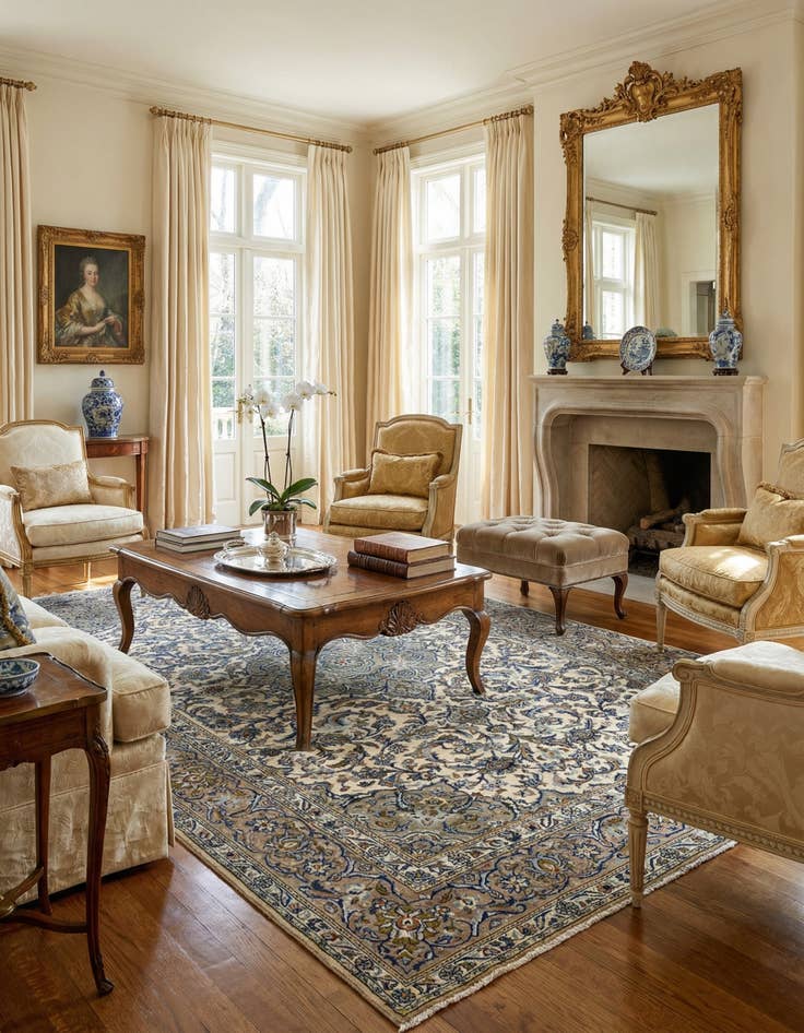 Detail image of 7' 1 x 10' 7 Kashan Wool Rug