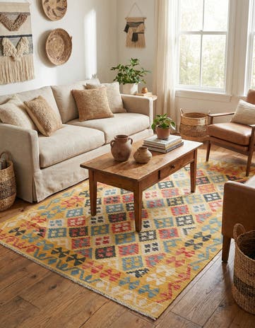 4' 2 x 6' Hand Woven Kilim Maymana Wool Rug