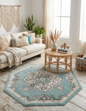 Aqua Parker Octagon Rug