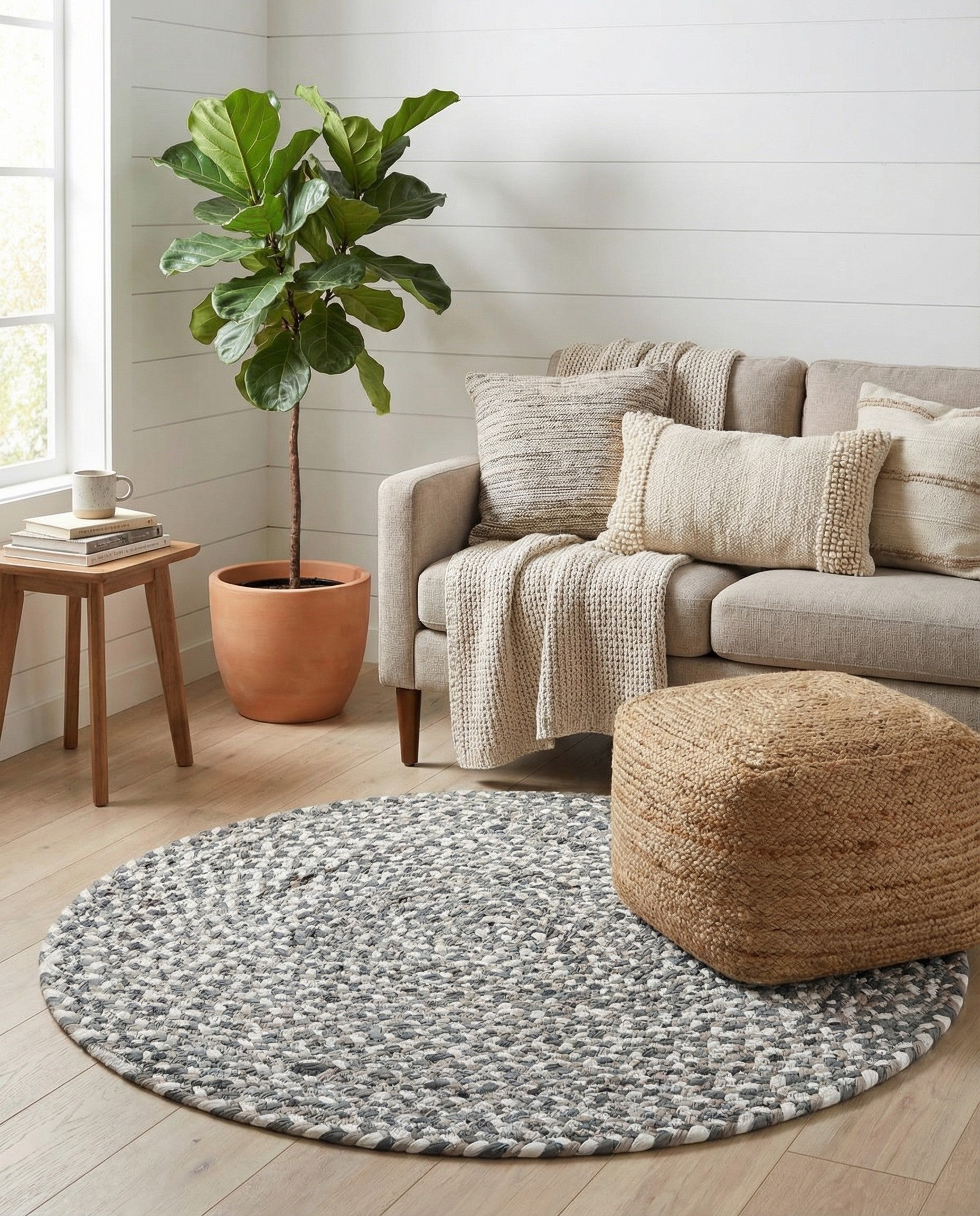  3' 3 x 3' 3  Hand Braided Chindi Round Rug