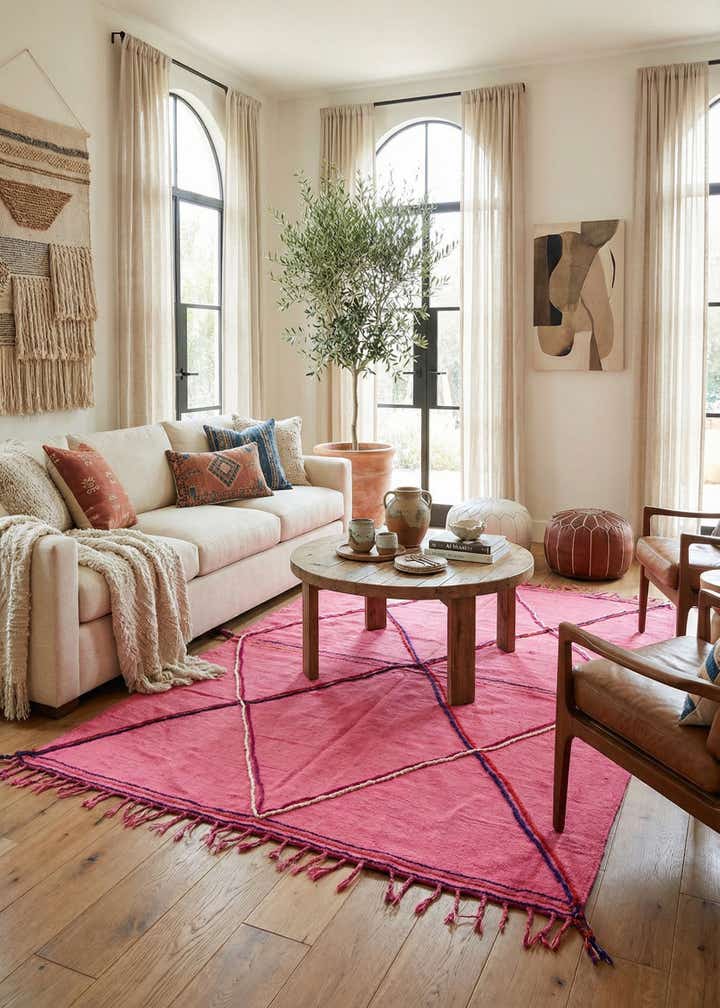 6' 7 x 9' 10 Hand Knotted Moroccan Wool Rug