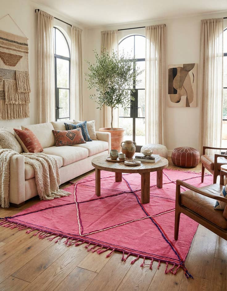 Detail image of 6' 7 x 9' 10  Hand Knotted Moroccan Wool Rug