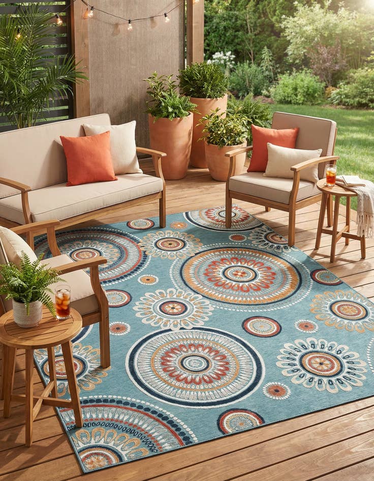 Detail image of 9' 9 x 12' Easy-Clean Botanical Indoor / Outdoor Rug