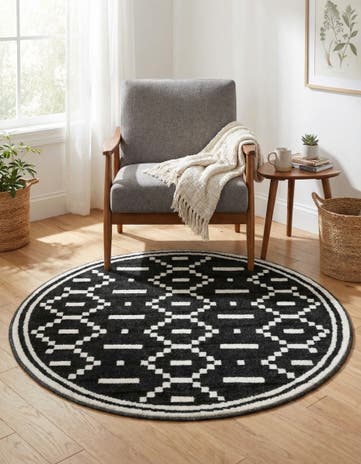 Black Oslo Round Rug