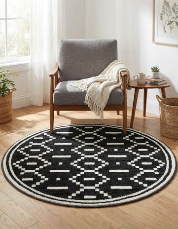 Black Oslo Round Rug