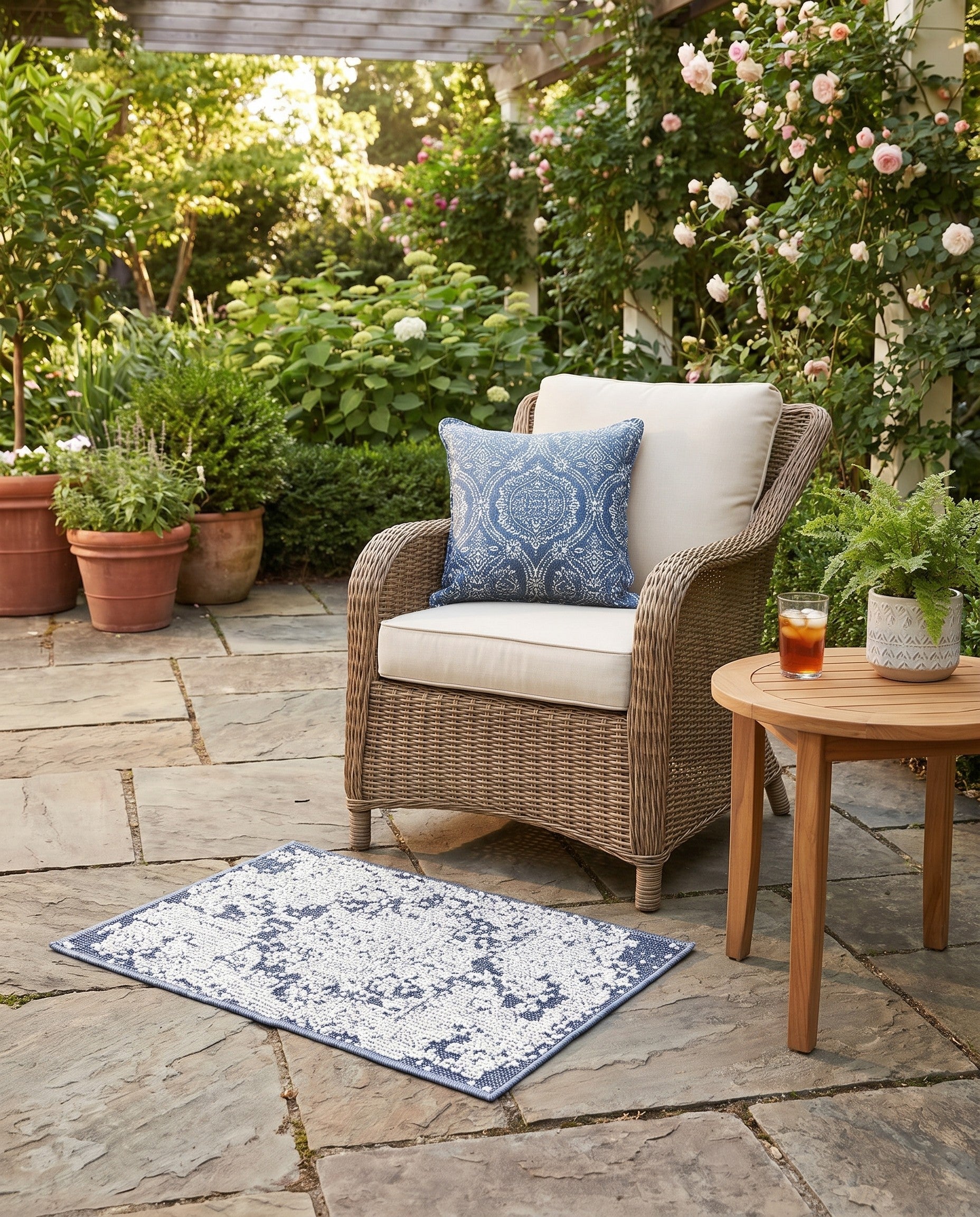 2' x 3' 1 Easy-Clean Traditional Indoor / Outdoor Rug